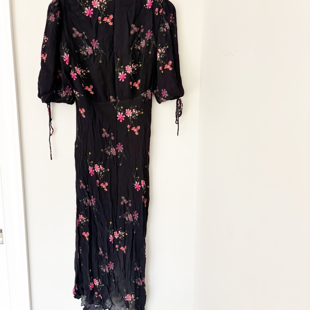 ALLSAINTS Safiya Solanio Black floral maxi Dress sz 8 - Picture 5 of 5